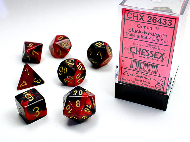 Gemini: 7 Die-Set Black-Red/Gold