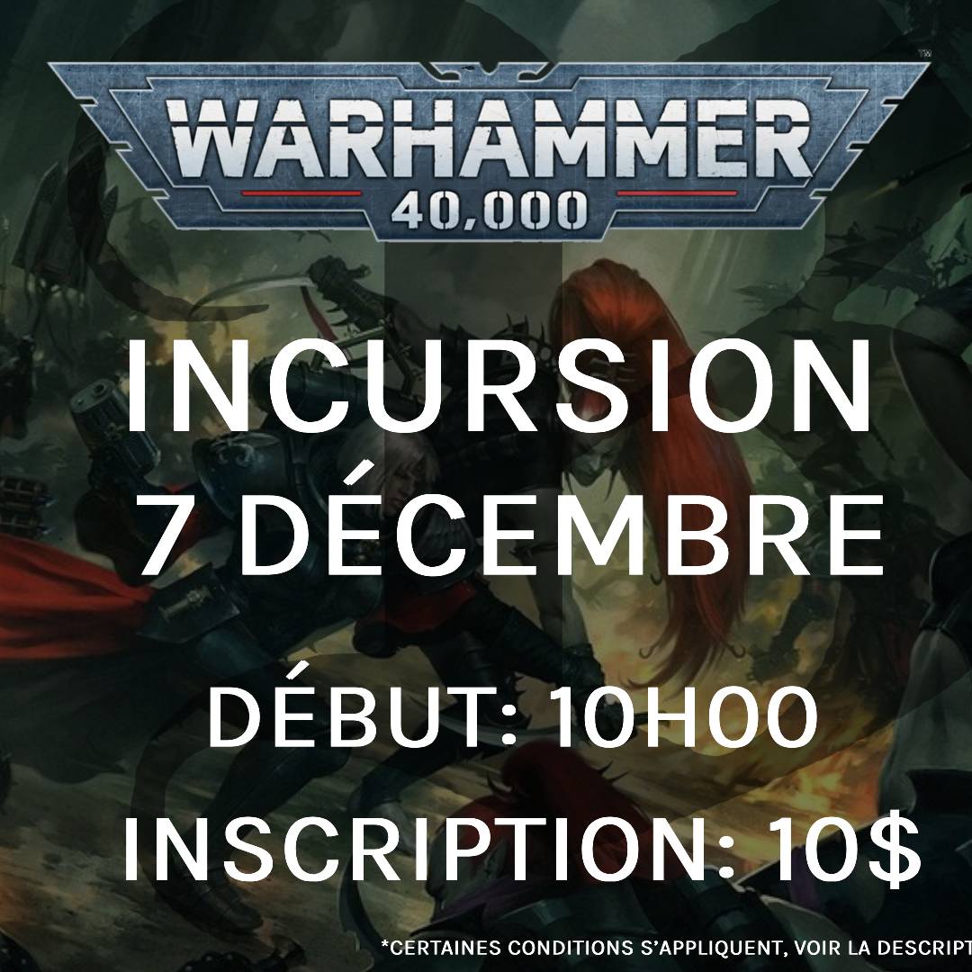 Gameday Warhammer 40,000 Incursion - Decembre