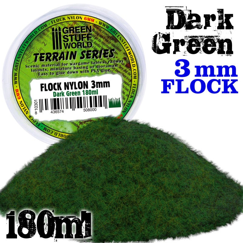 Static Grass Flock 3 mm - Dark Green - 180 ml