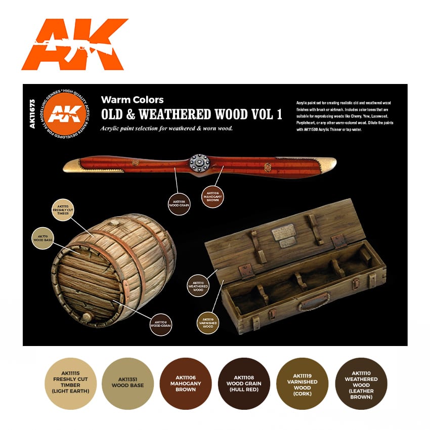 AK Interactive 3G Old & Weathered Wood Set Vol.1