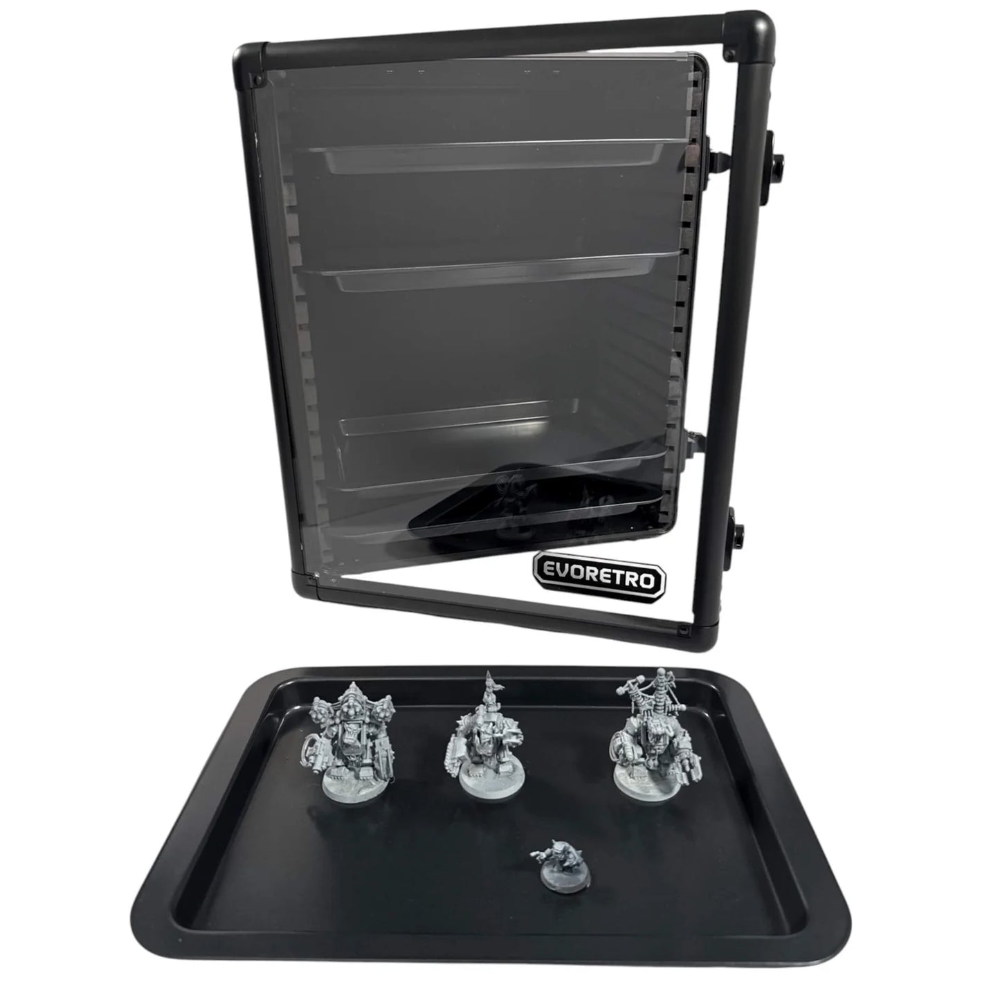 Evoretro: Aluminum Miniatures Display Case with 5 Magnetic Trays