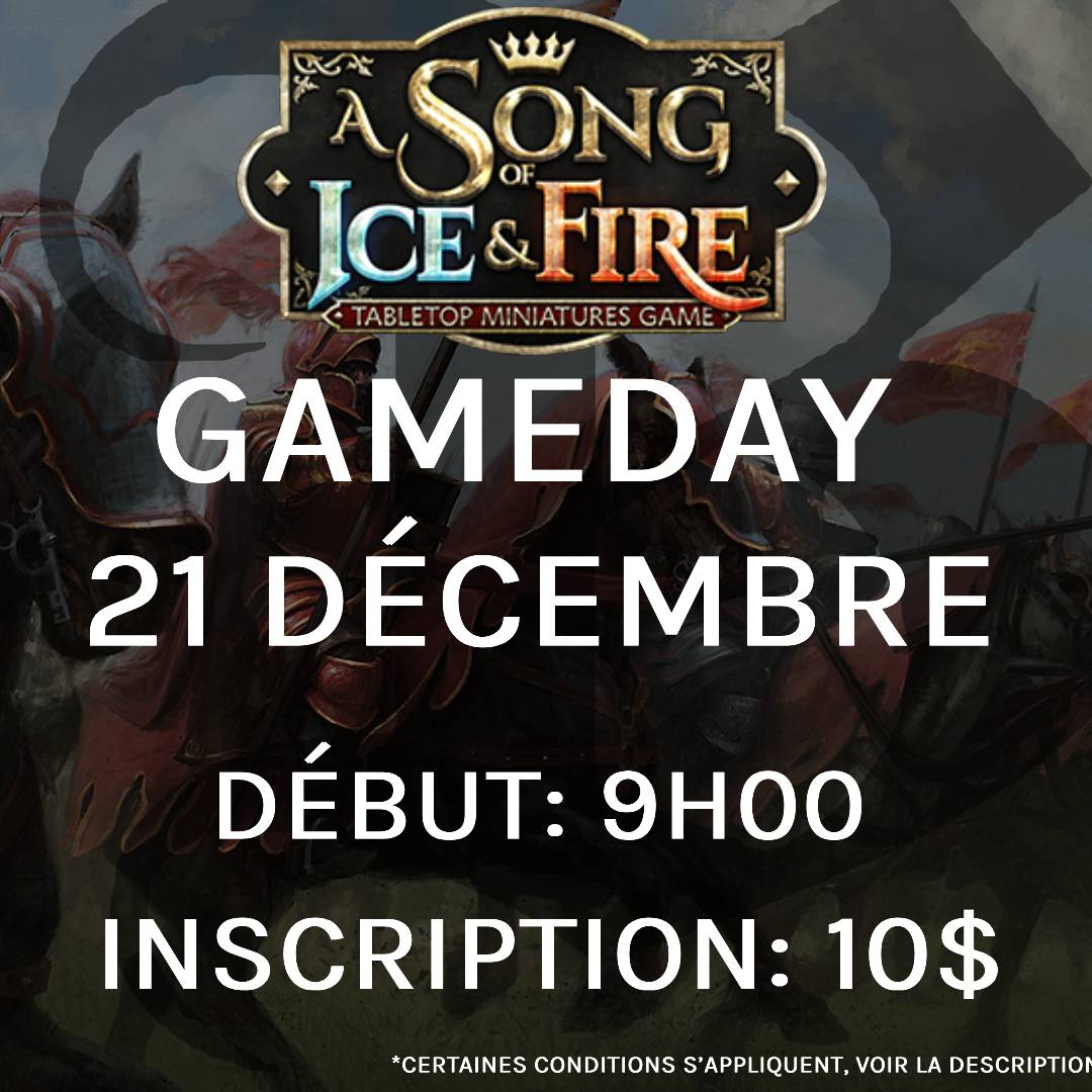 Gameday A Song of Ice and Fire - Decembre