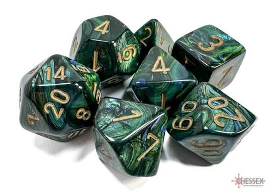Scarab: 7 Die-Set Jade/Gold