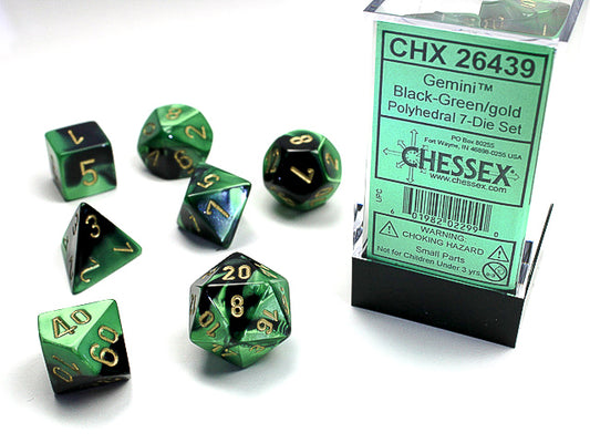 Gemini: 7 Die-Set Black-Green/Gold