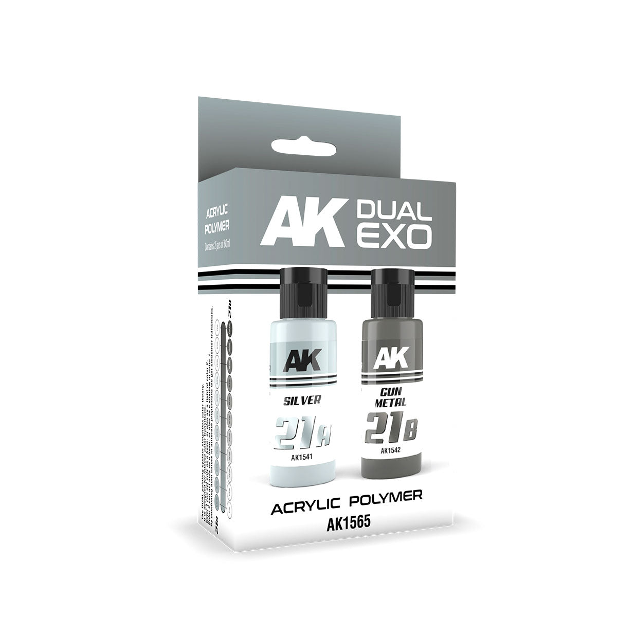 Ak Interactive Silver & Gun Metal Dual Exo Paint Set