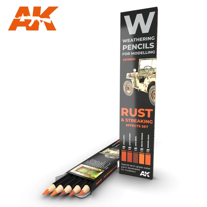AK Interactive Watercolor Pencil Set Rust And Streaking