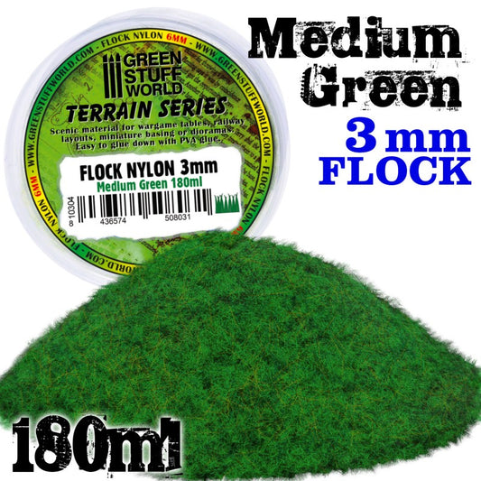 Static Grass Flock 3 mm - Medium Green - 180 ml