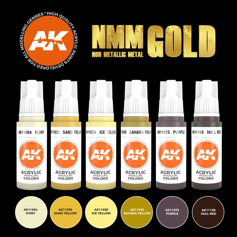 AK Interactive 3G Non Metallic Metal Gold Set