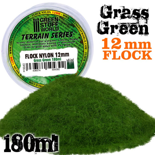 Static Grass Flock 12mm - Grass Green - 180 ml